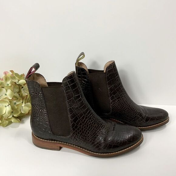 JOULES WESTBOURNE Crocodile print leather Chelsea booties - Picture 1 of 6